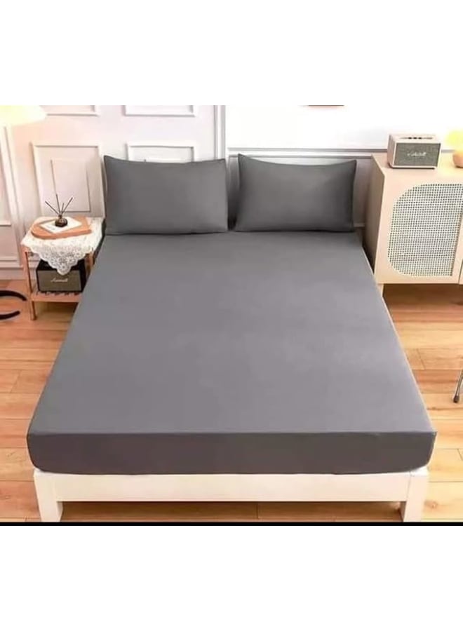 Large gray cotton bed sheet set